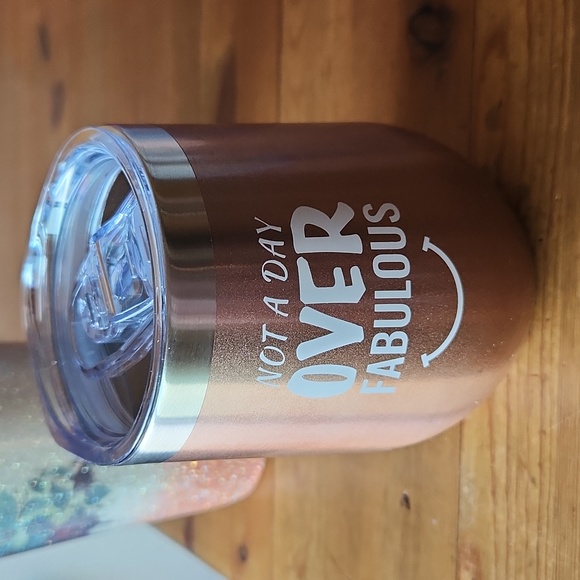 Glitter Gold & Silver 20oz Tumbler with Roses & 10oz "Not a Day Over Fabulous" - Picture 4 of 11